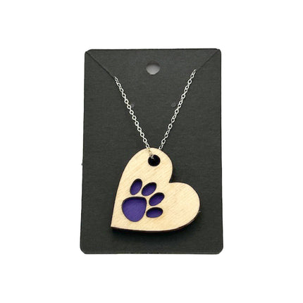 Heart/Paw Necklace Purple