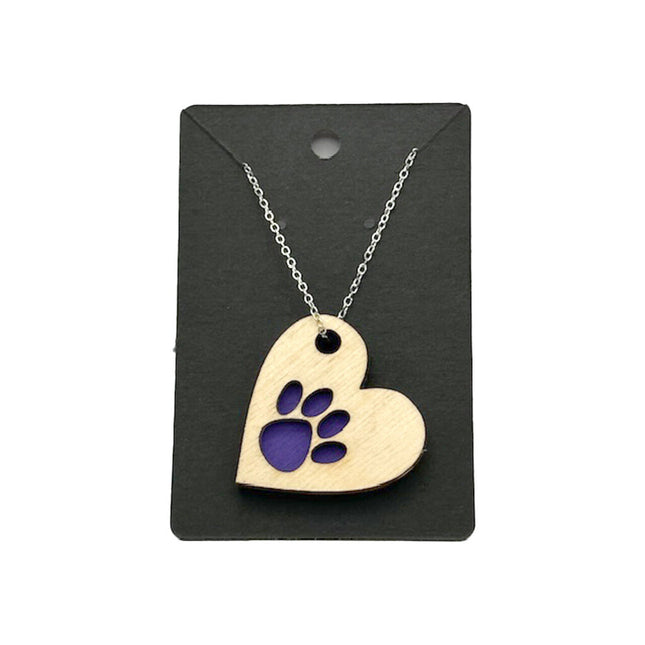 Heart/Paw Necklace Purple