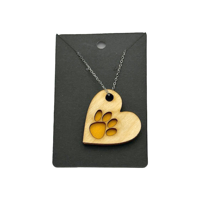 Heart/Paw Necklace Orange