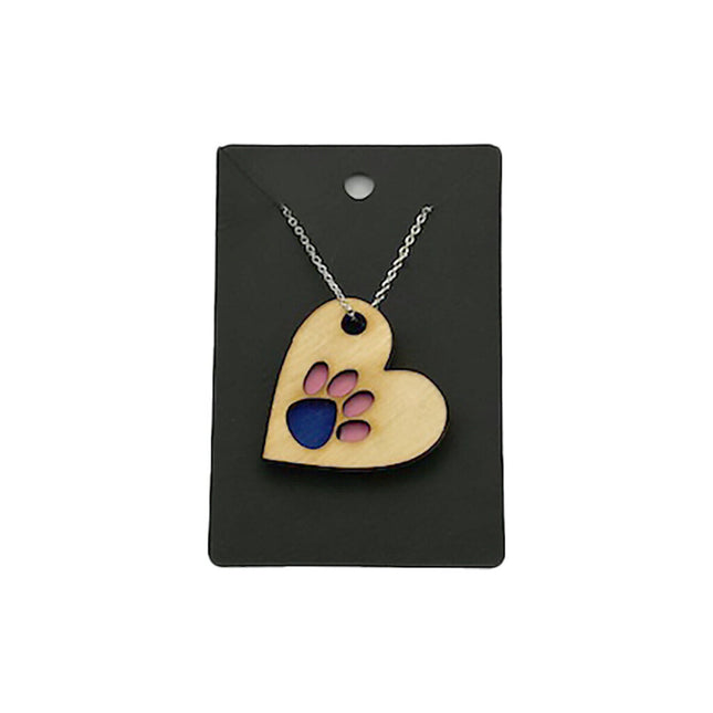 Heart/Paw Necklace Blue and Pink