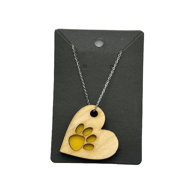 Heart/Paw Necklace Yellow