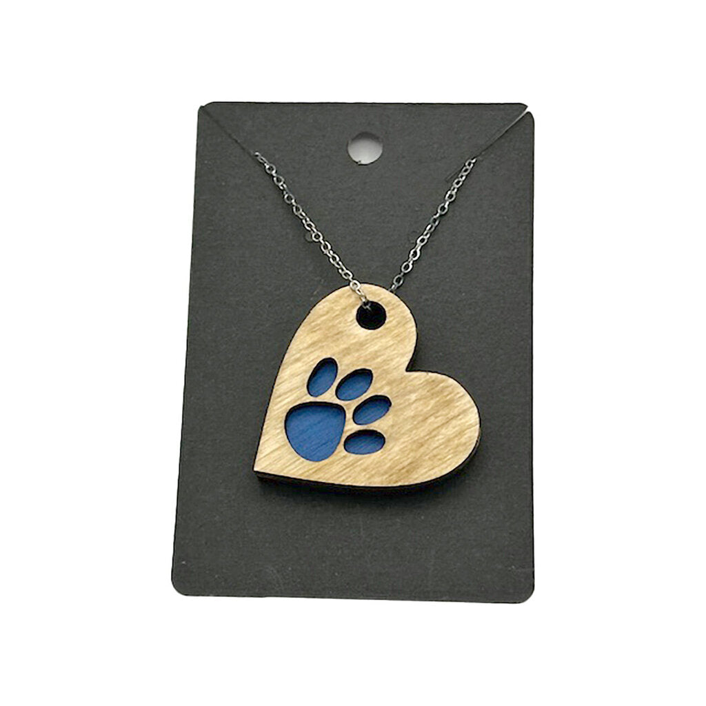 Heart/Paw Necklace Dark Blue
