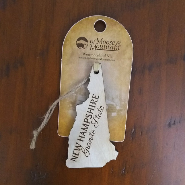 NH STATE MAP WOODEN ORNAMENT