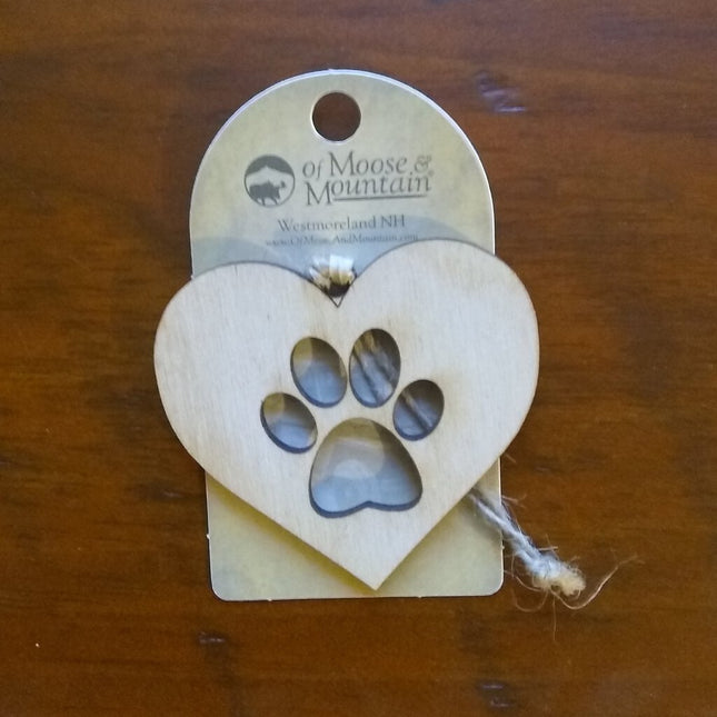 PAW IN A HEART ORNAMENT