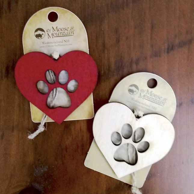PAW IN A HEART ORNAMENT
