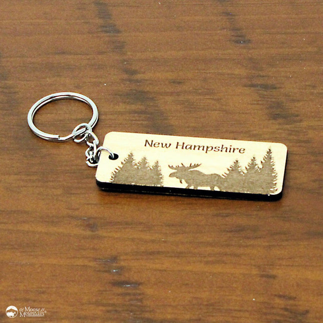 NH MOOSE WOOD KEY CHAIN