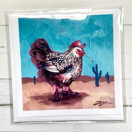 Yeehaw! - Cowgirl Chicken All Occasion Square Greeting Card
