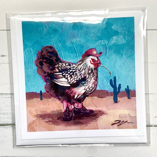 Yeehaw! - Cowgirl Chicken All Occasion Square Greeting Card