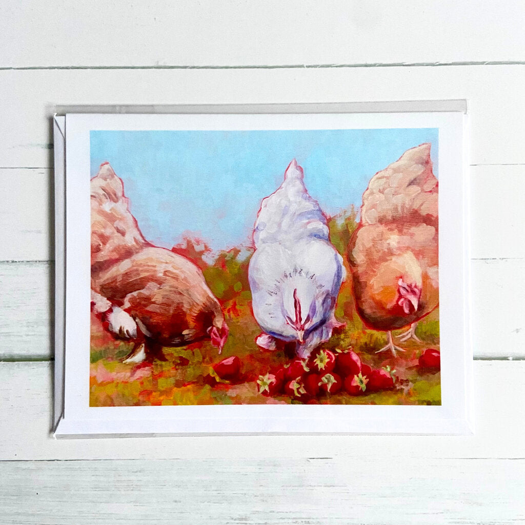 Strawberry Hens - Chicken All Occasion Greeting Card
