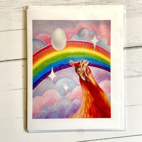Nostalgia Hen - Rainbow Chicken All Occasion Greeting Card