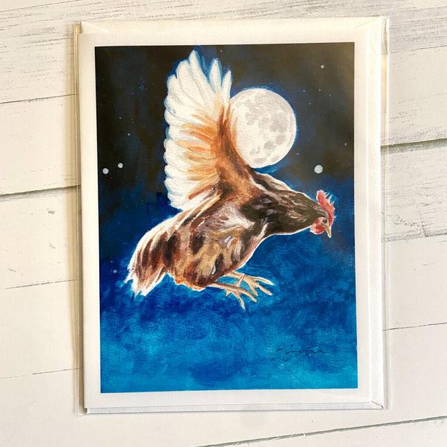 Over the Moon - Chicken All Occasion Greeting Card