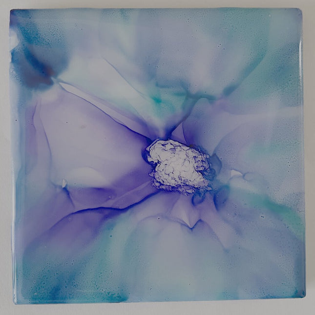 4x4 Flower Tile - Teal/Purple