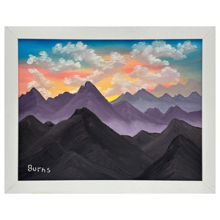 #203 Mountains original oil on canvas 11"x14" with a white frame