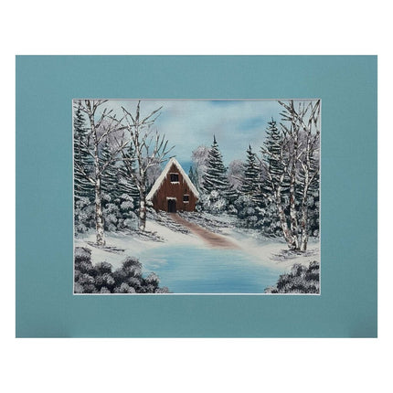 #214-10 Winter Cabin 11x14 blue matte - 8x10 print