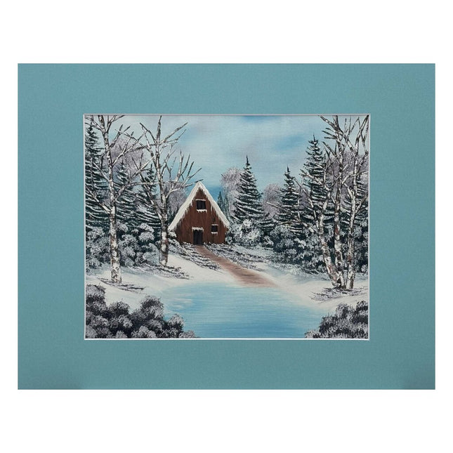 #214-10 Winter Cabin 11x14 blue matte - 8x10 print