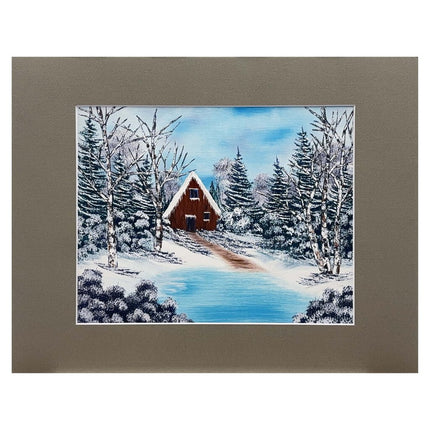 #214-22 Winter Cabin 11x14 gray matte - 8x10 print