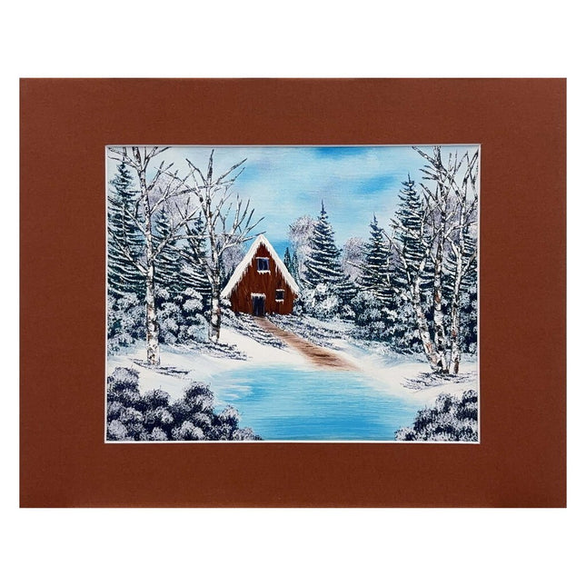 #214-23 Winter Cabin 11x14 rust matte - 8x10 print