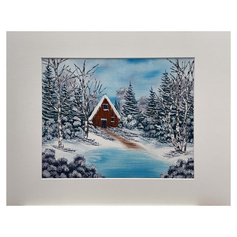 #214-24 Winter Cabin 11x14 white matte - 8x10 print