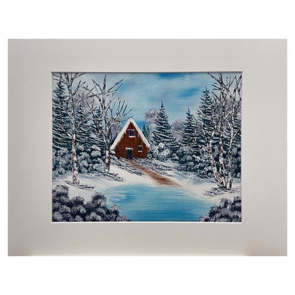 #214-24 Winter Cabin 11x14 white matte - 8x10 print