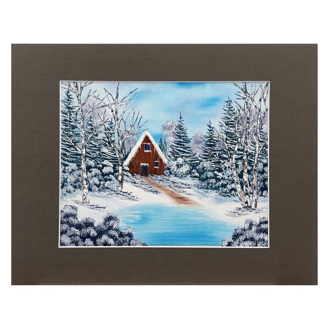 #214-26 Winter Cabin 11x14 brown matte - 8x10 print