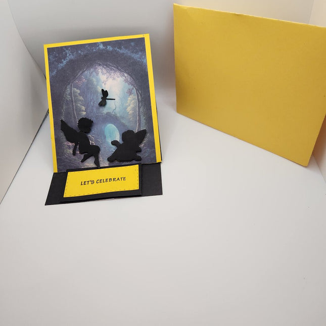 Fairy Easel Card Sillouette Fairies Chatting