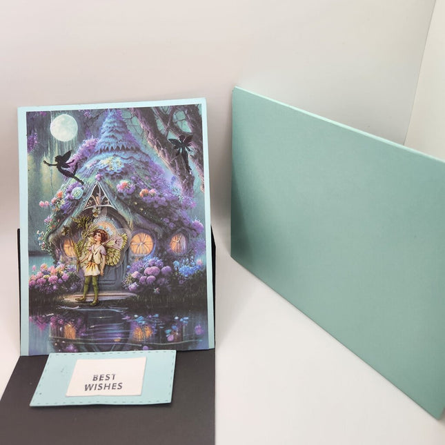 Fairy Easel Card Faies at the Moonlit Pond