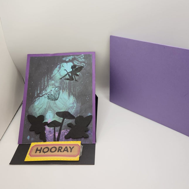 Fairy Easel Card Sillouette Fairies w/ mushrooms