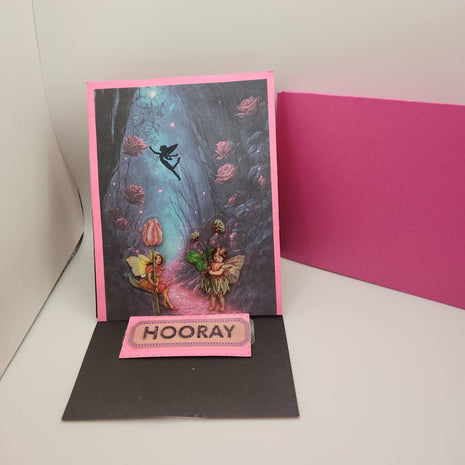 FAIRY EASEL CARD FAIRIES WITH FLOWERS
