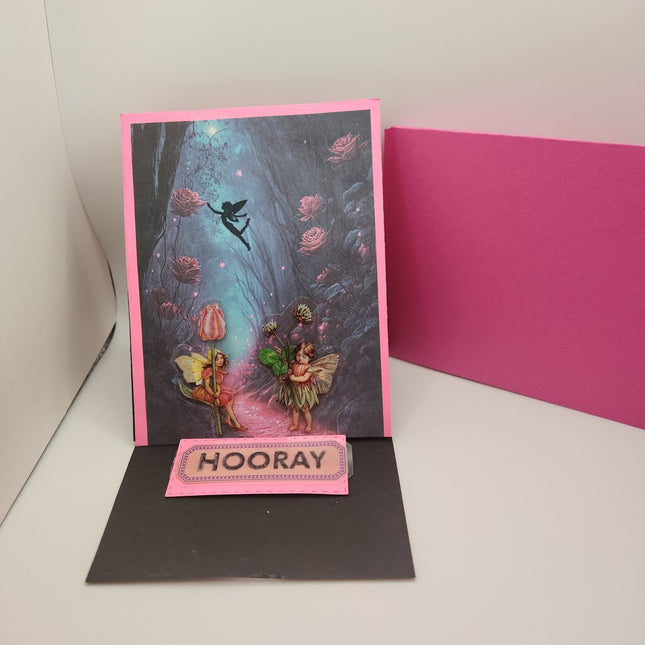 FAIRY EASEL CARD FAIRIES WITH FLOWERS