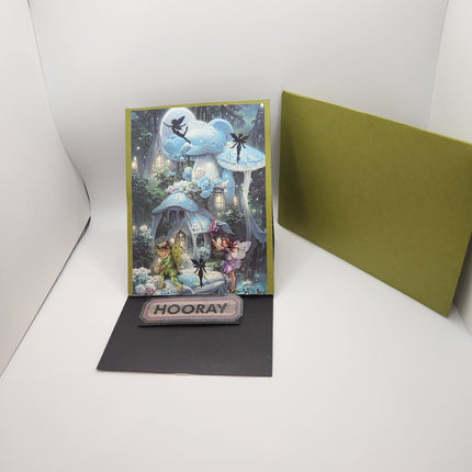 Fairy Easel Card Fairies at Mushroom Home