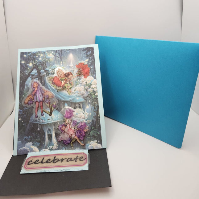 Fairy Easel Card Fairies w flowers