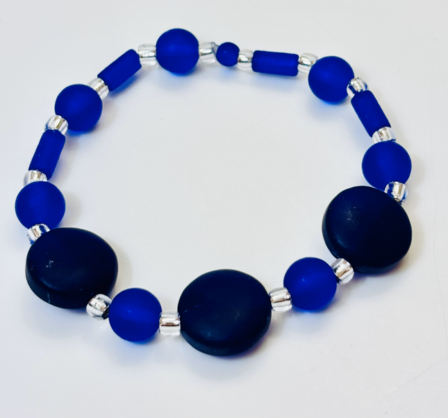 Tumbled Sea Glass Bracelet - Cobalt