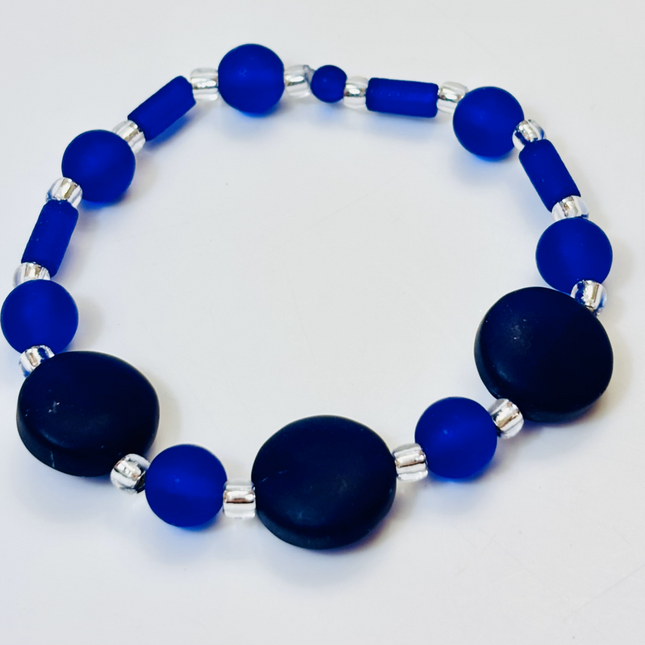 Tumbled Sea Glass Bracelet - Cobalt