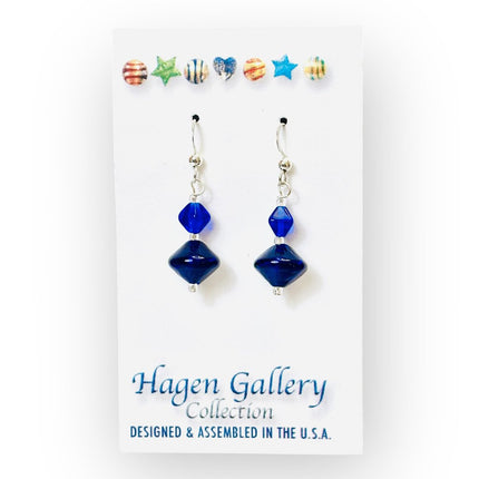 Venetian Glass Earrings - Cobalt bicone