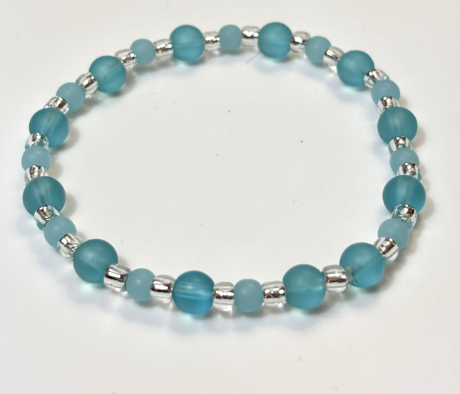 Tumbled Sea Glass Bracelet - seafoam/aqua