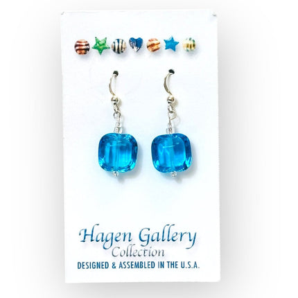 Venetian Glass Earrings - Aqua