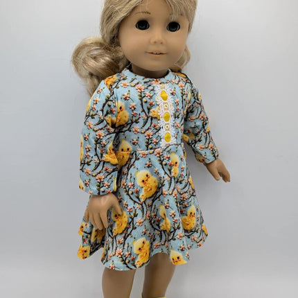 Dress with yellow chicks and yellow shoes