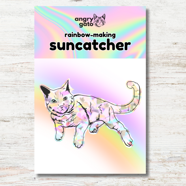 Suncatcher Rainbow Sticker - Laying Cat