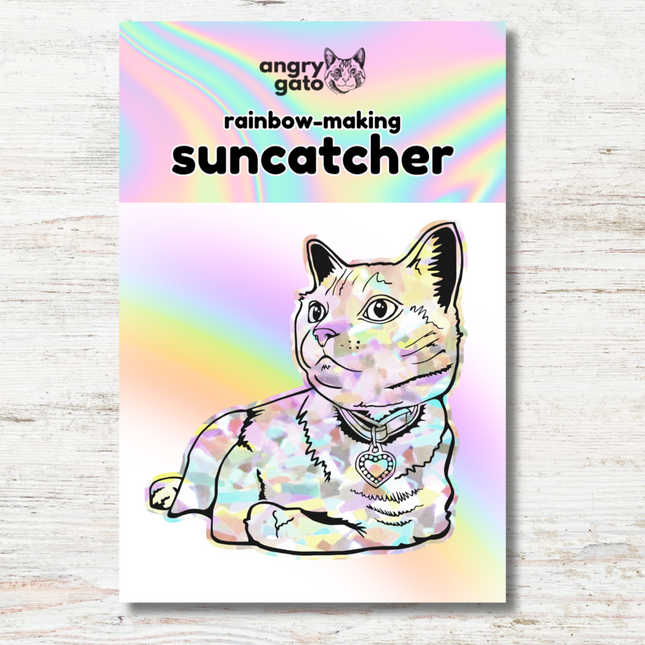 Suncatcher Rainbow Sticker - Sitting Cat