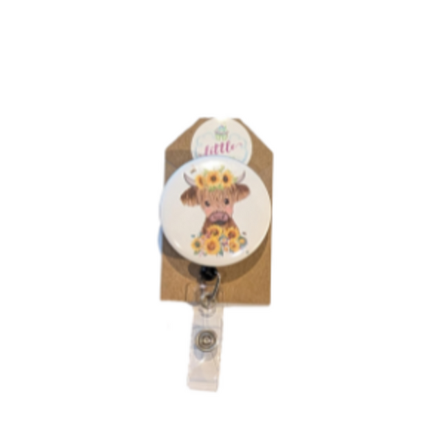 Button Badge Reel - Highland Cow