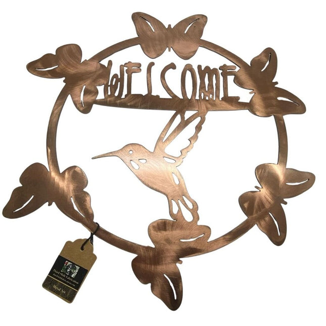 Welcome Sign- Hummingbird Metal Wall Art