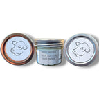 Brown glass jar w/ black lid