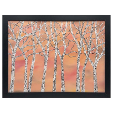 #223 Birch Trees I original oil on canvas painting 18"x24" with a black frame