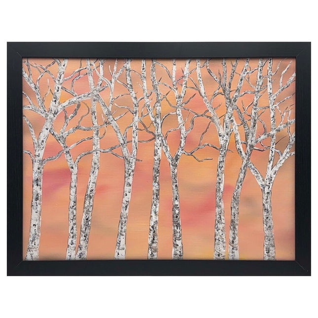 #223 Birch Trees I original oil on canvas painting 18"x24" with a black frame