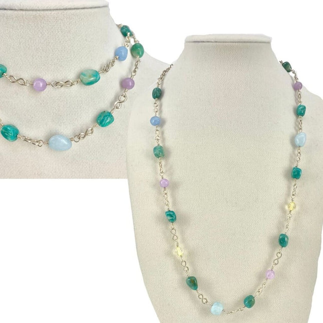 SS- Semiprecious stone linked Necklace