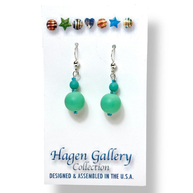 Tumbled Sea Glass Earrings - dark seafoam