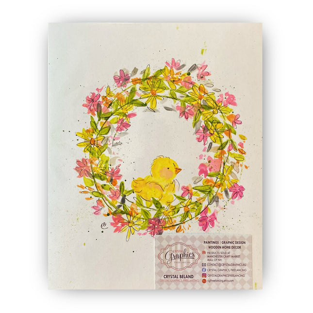 Watercolor duck and wreath