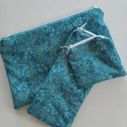 Pencil Pouch Trio Blue Vines