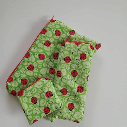 Pencil Pouch Trio Green/Ladybug