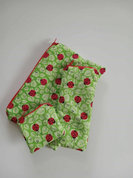 Pencil Pouch Trio Green/Ladybug